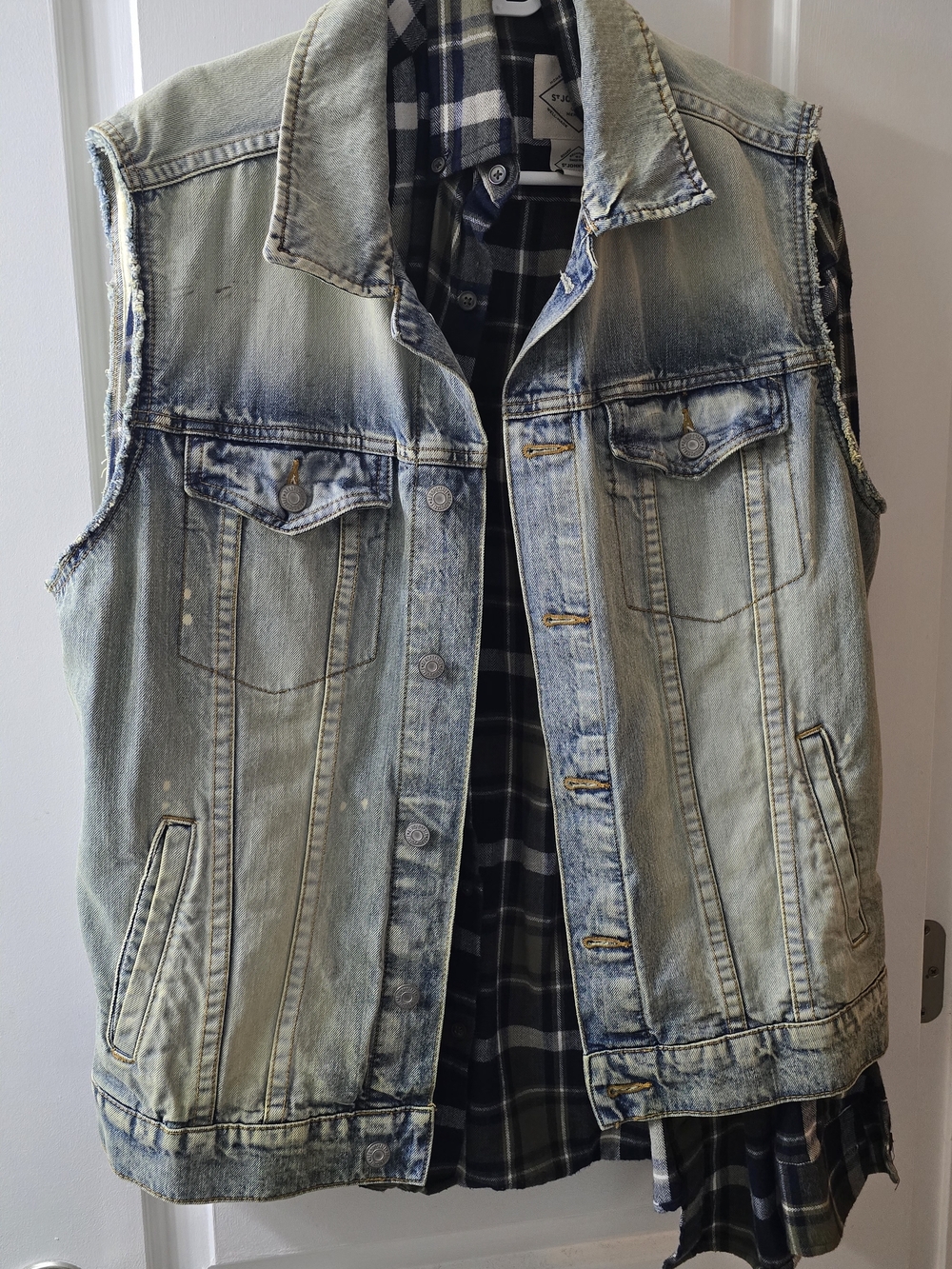 Aeropostale Light Blue Distressed Denim Vest - Sleeveless